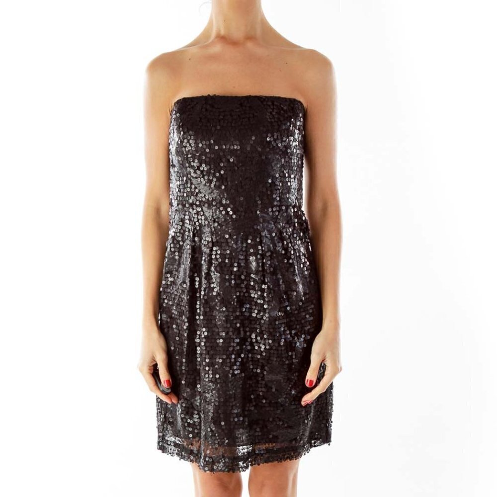 BCBG MaxAzria Black Sequined Cocktail Dress - Picture 1 of 3